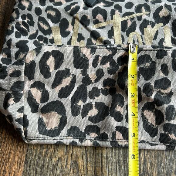 Victoria’s Secret Leopard Print Tote Bag Gold Script Logo Large Shoulder Bag - Picture 7 of 7